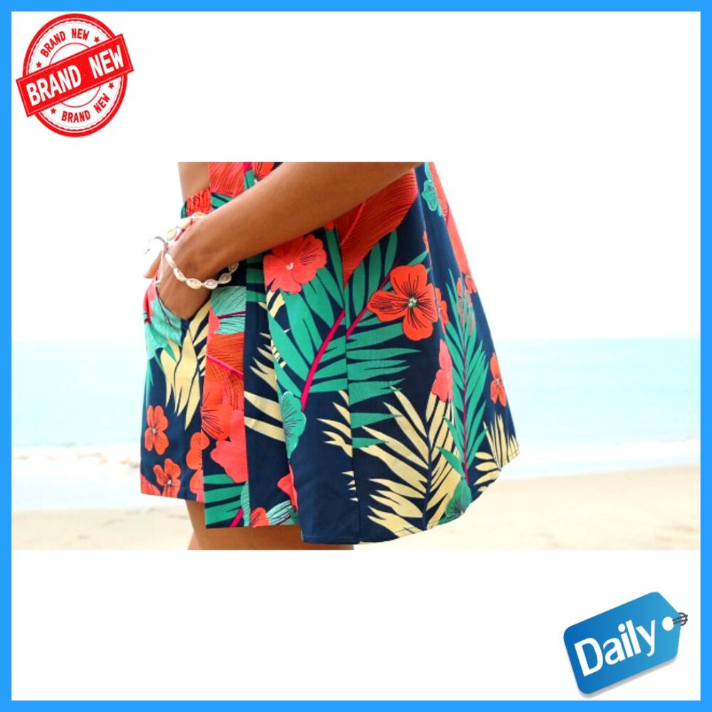 Tropical Print Kimono Set Lightweight Blouse Shorts Summer Beach Coverup - Picture 7 of 7